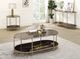 ACME Furniture Fiorella Glass Top Coffee Table with Black Marble Print/Champagne Base-1