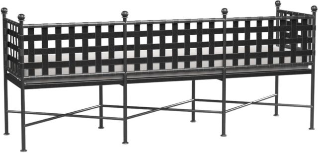 Sunset West Provence Canvas White/Century Pewter Iron Outdoor Bench-3