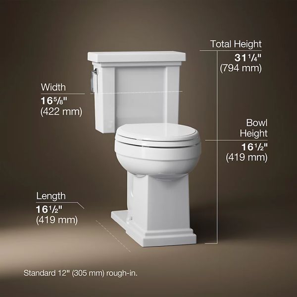KOHLER® Tresham® White 2-Piece Elongated Toilet, 1.28 Gpf-4