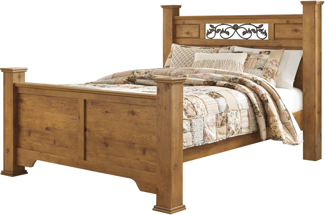 Signature Design by Ashley Bittersweet Light Brown Queen Poster Bed Farnham s Furniture Galleries Casper Wyoming