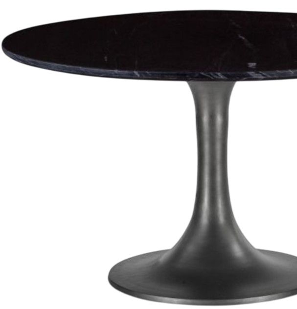 Home Trends & Design Palm Springs Black Dining Table with Silver Base-1
