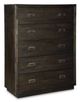 Signature Design by Ashley® Hyndell 5-Piece Dark Brown Queen Upholstered Storage Panel Bed Set-3