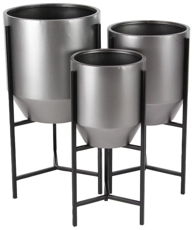 Deco Marche 3-Piece Silver Planter Set-0