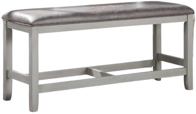 Steve Silver Co. Hyland Stone Gray/Vegan Rawhide Counter Bench-0