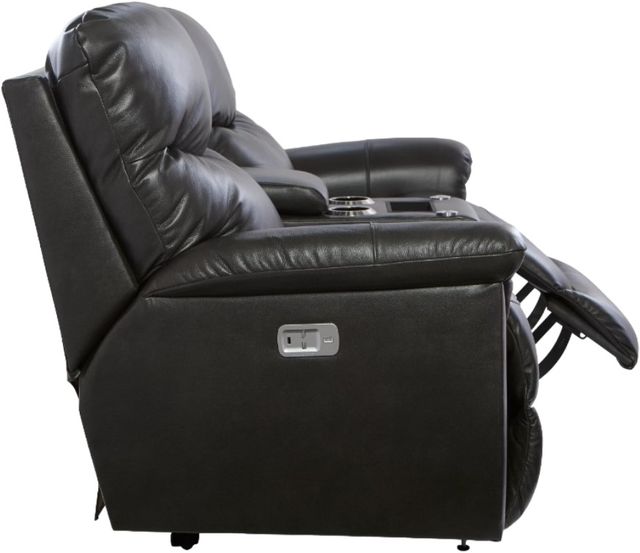 La-Z-Boy® James Charcoal Leather Power Reclining Loveseat with Console and Headrest-4