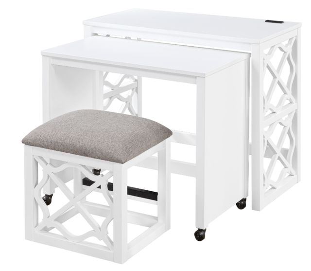 Homelegance® Salina 3-Piece White Pack Desks with Stool Set-2