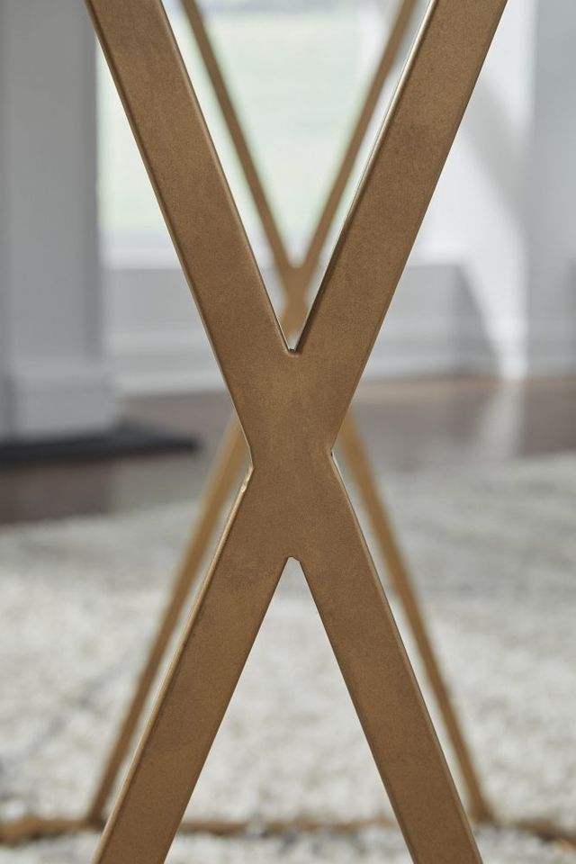 Signature Design by Ashley® Wynora Smoke Glass Dining Table With Gold Base -3