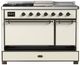 Ilve® Majestic III 48" Antique White Pro Style Dual Fuel Liquid Propane Range with 5 Black Brass Burners and Burnished Trim-1