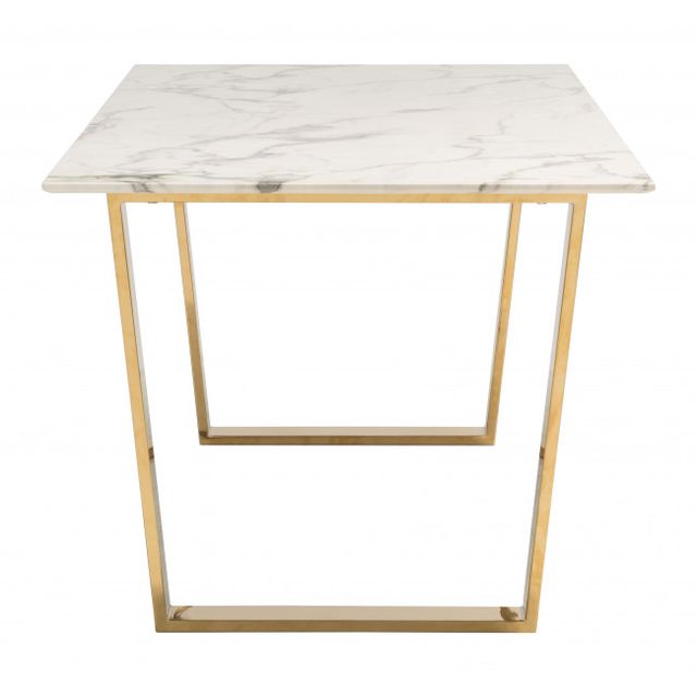 Zuo® Modern Atlas White Dining Table with Gold Frame-1
