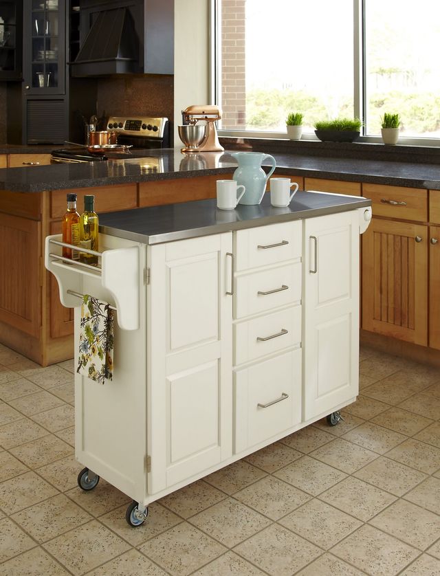 homestyles® Create-a-Cart Stainless Steel/White Kitchen Cart-1