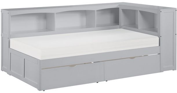Homelegance® Orion Gray Youth Twin Storage Bookcase Corner Bed-0