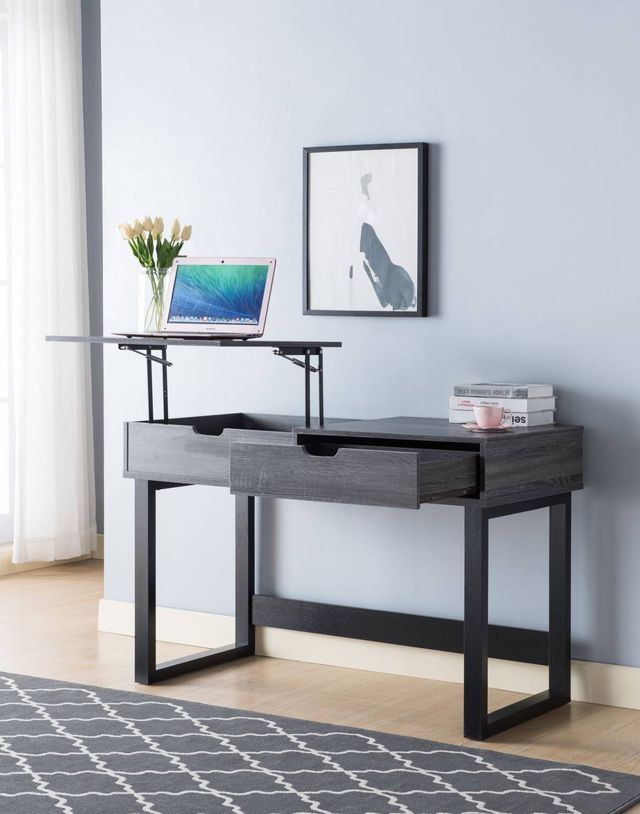 Brassex Inc. Grey/Black Lift Top Desk-3