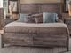 American Woodcrafters 2800 Aurora Weathered Grey King Complete Sleigh Bed with Storage Footboard-0
