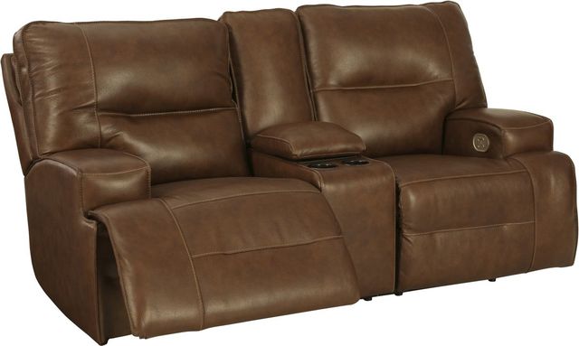 Signature Design by Ashley® Francesca Auburn Power Reclining Loveseat with Console and Adjustable Headrest-1