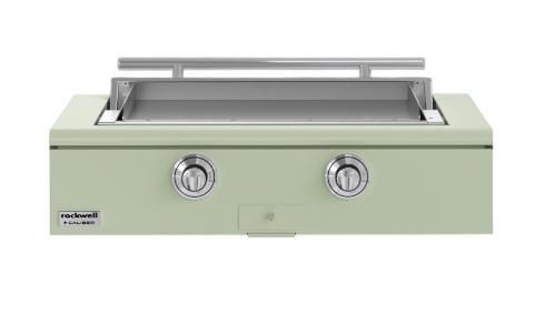 Caliber™ Rockwell Social 42" Sage Built-In Natural Gas Outdoor Griddle with Polished Chrome Hardware-0