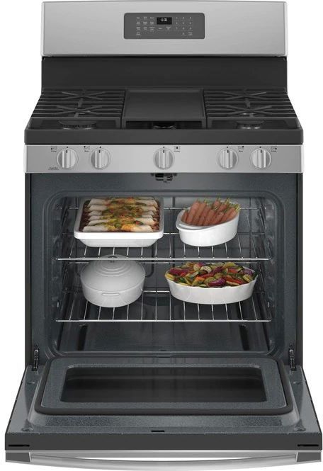 GE® 30" Fingerprint Resistant Stainless Steel Free Standing Natural Gas Range-2