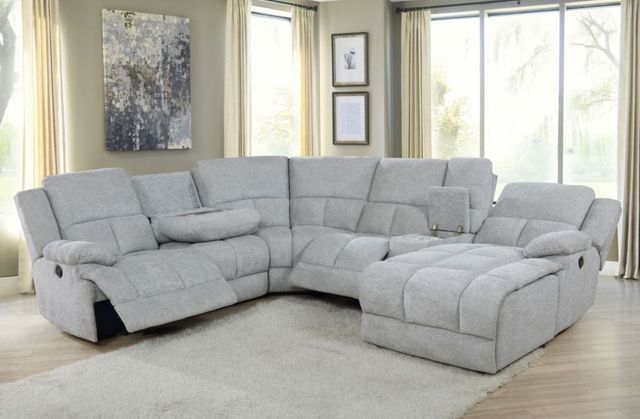 Coaster® Belize Grey 6-Piece Pillow Top Arm Motion Sectional -4