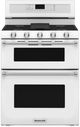 KitchenAid® 30" White Freestanding Gas Double Oven Range-0