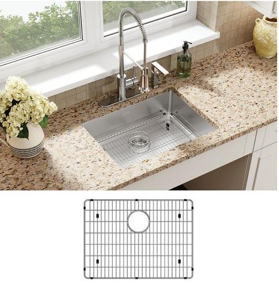 Elkay Crosstown® Polished Satin 25'' 4-Hole Single Bowl Dual Mount ADA Sink Kit-1