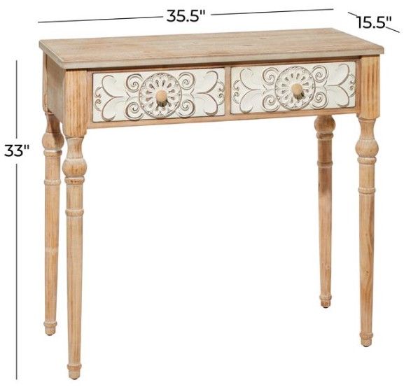 Deco Marche Brown 2-Drawer Console Table-3