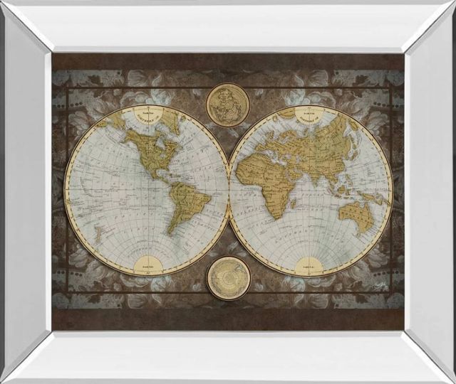 Classy Art World Map by Elizabeth Medley Mirror Framed Wall Art-0