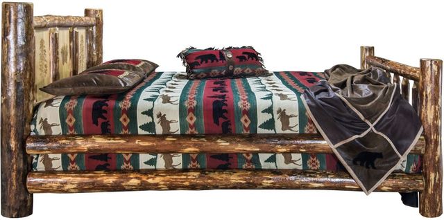 Montana Woodworks® Glacier Country Stain & Clear Lacquer Full Bed with Laser Engraved Pine Tree Design-2