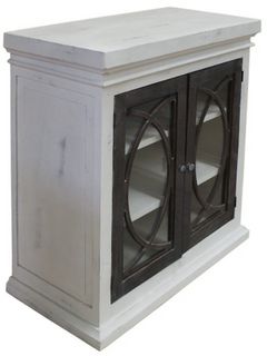 Cottage Creek Furniture Bahari Distressed White/Slate Console with Wooden Knobs