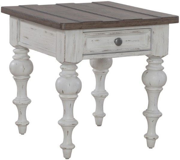 Liberty Furniture River Place 3-Piece Riverstone White Table Set with Tobacco Top -3