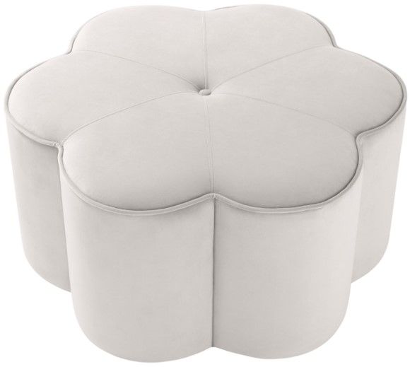 Meridian Furniture Daisy Cream Velvet Ottoman-1