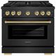 ZLINE Autograph Edition Paramount 36" Black Satin Stainless Steel/Champagne Bronze Gas Range with 6 Burner Cooktop and Convection Gas Oven-0