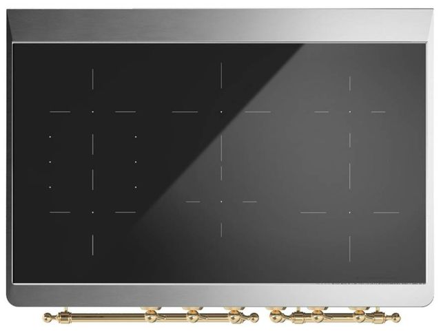 Ilve® Majestic III 40" Burgundy Pro Style Induction Range with Solid Door and Brass Trim-2
