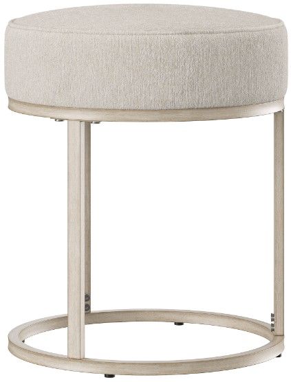 HH2 Home Swanson Bone White/Distressed White Metal Vanity Stool-1
