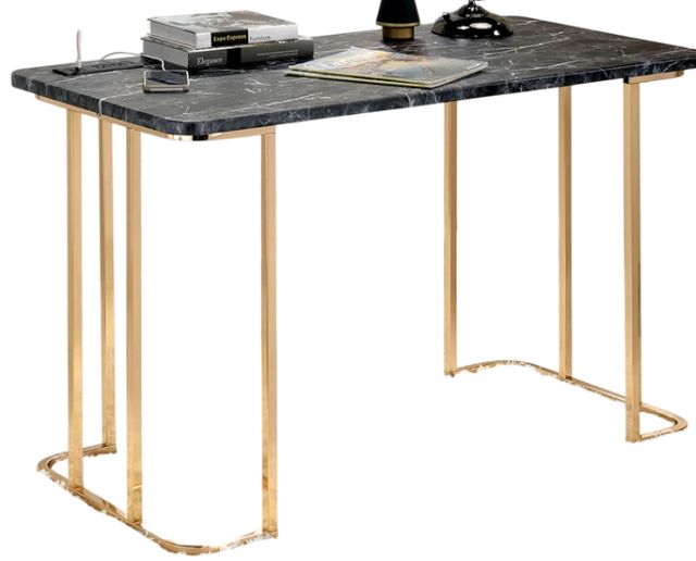 Furniture of America® Delphine Black/Gold Desk-0
