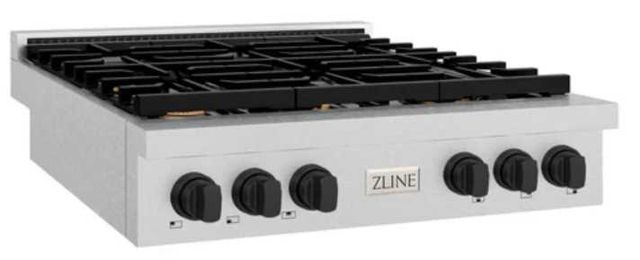 ZLINE Paramount Autograph Edition 36" Satin Stainless Steel Gas Cooktop with Matte Black Accents-1
