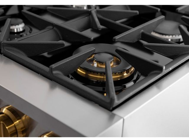 Kucht Professional KX Series 48" Stainless Steel Pro Style Dual Fuel Range with Gold Accents and Kucht Horus Thermostat-2