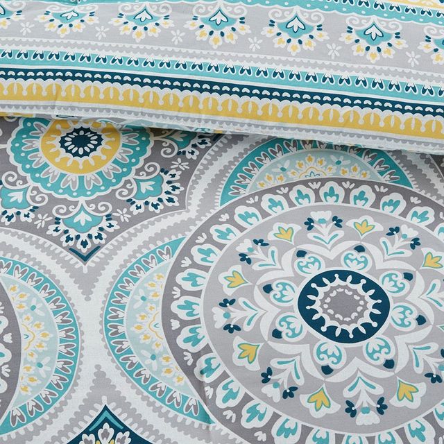 Olliix by Madison Park Mercia 7 Piece Teal California King  Reversible Cotton Sateen Comforter Set-4