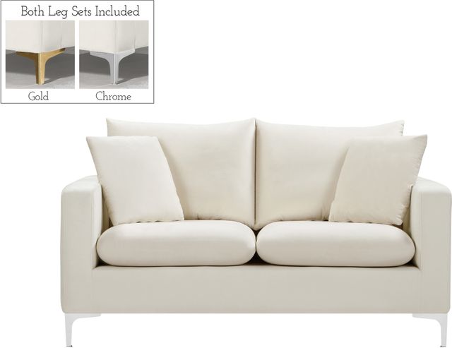 Meridian Furniture Naomi Cream Upholstered Loveseat-2