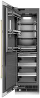 ZLINE Autograph Edition 24 in. 12.4 Cu. Ft. Column Freezer in Satin Stainless Steel with Graphite Gray Interior and Polished Gold Accents-1