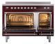 Ilve® Nostalgie II Noblesse 48'' Burgundy Pro Style Induction Range with Chrome Trim-2