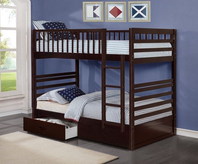 IFDC Espresso Youth Single/Single Bunk Storage Bed-1