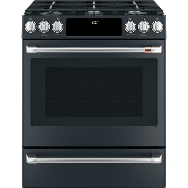 Café™ 30" Matte Black Slide In Dual Fuel Range