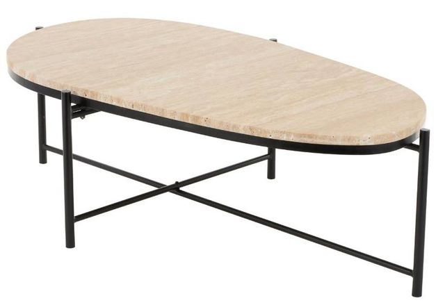Deco Marche Beige Coffee Table with Black Support-1