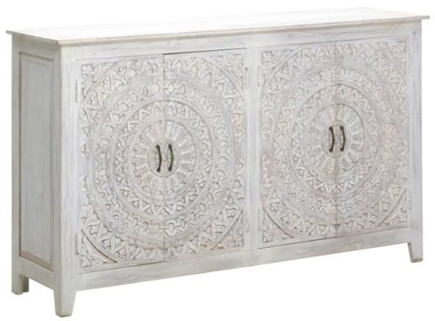 Jaipur Furniture Carved White Wash Sideboard-0