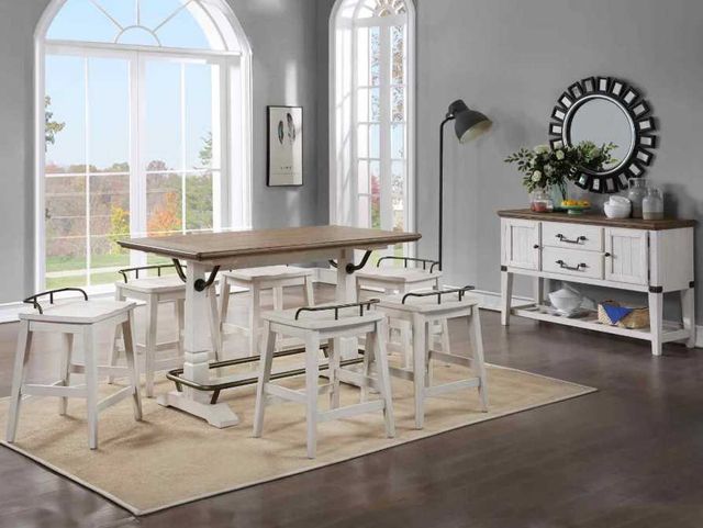 Steve Silver Co. Pendleton Honey Oak Gathering Table with Ivory Base-1