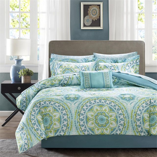 Olliix by Madison Park Essentials Serenity Aqua Full Complete Comforter and Cotton Sheet Set-1