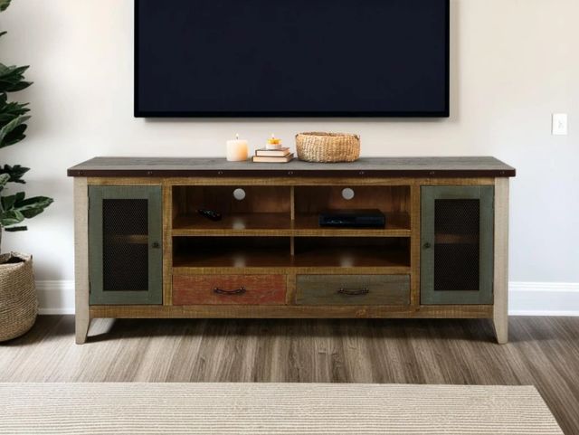 International Furniture Direct Antique Blue TV Stand-1