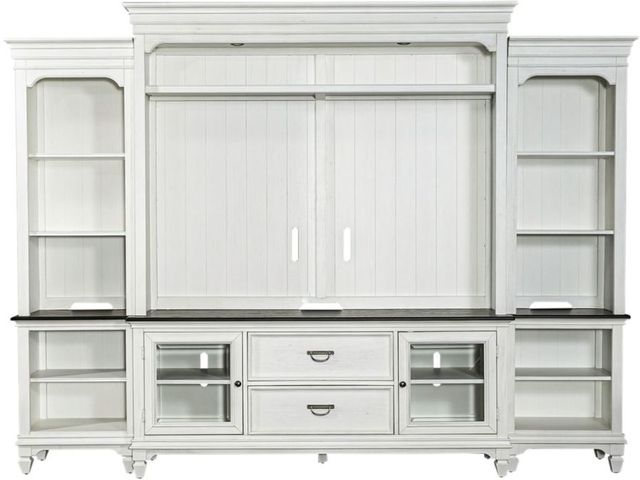 Liberty Furniture Allyson Park Charcoal/Wirebrushed White Entertainment Center with Piers-2