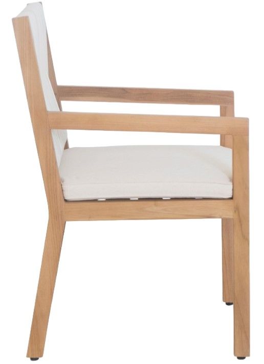 Moe's Home Collection Luce Natural Teak Outdoor Dining Chair with White Cushions-2
