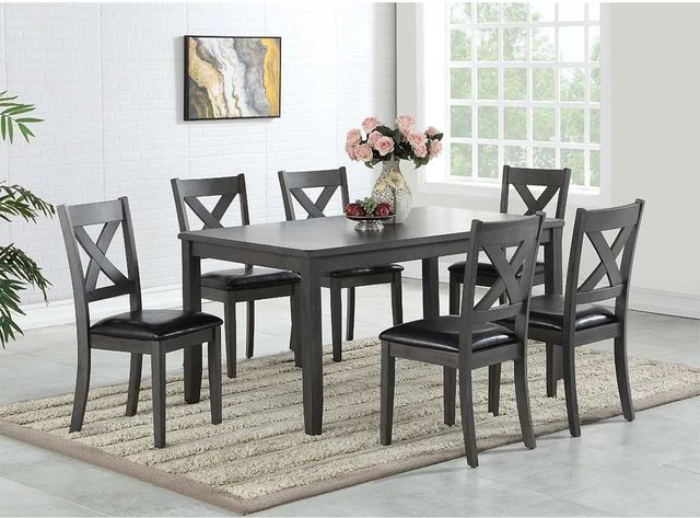 Brassex Inc. Eastwood 7-Piece Black/Grey Dining Set-3