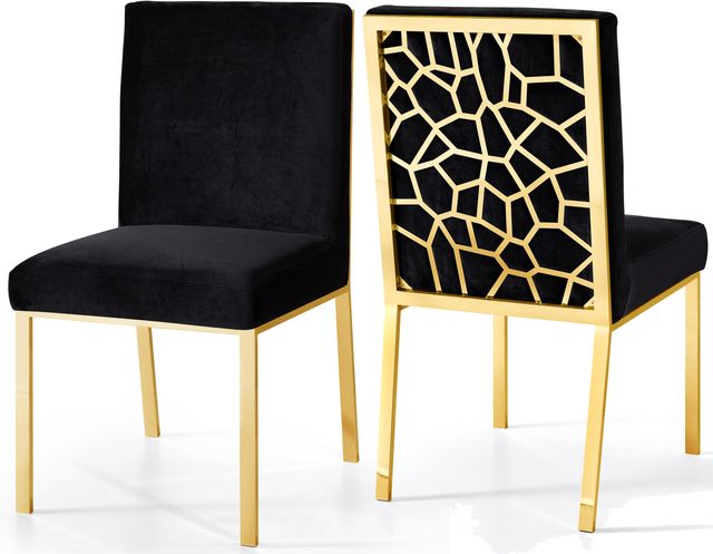 Meridian Furniture Opal Black/Gold Velvet Dining Chair-3